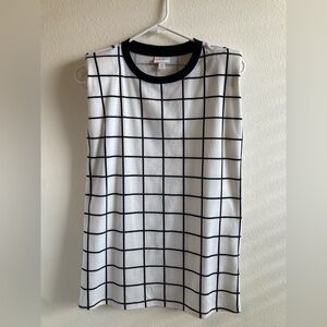 LuLaRoe Black and White Graph Print Kari Shoulder Pad Tank Top